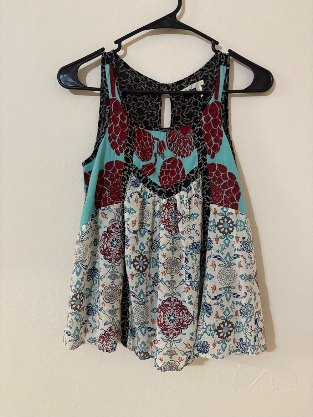 Floreat Anthropologie Boho Mixed Print Tank Blouse Petite 0